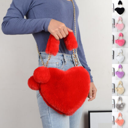 Love Bags Soft Plush Handbags Women Valentine’s Day Party Bag