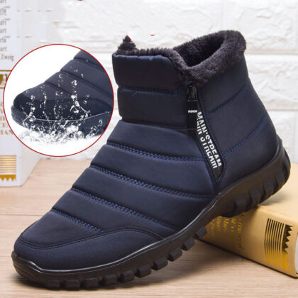 Winter Boots For Men Waterproof Warm Shoes With Plush Zipper Design